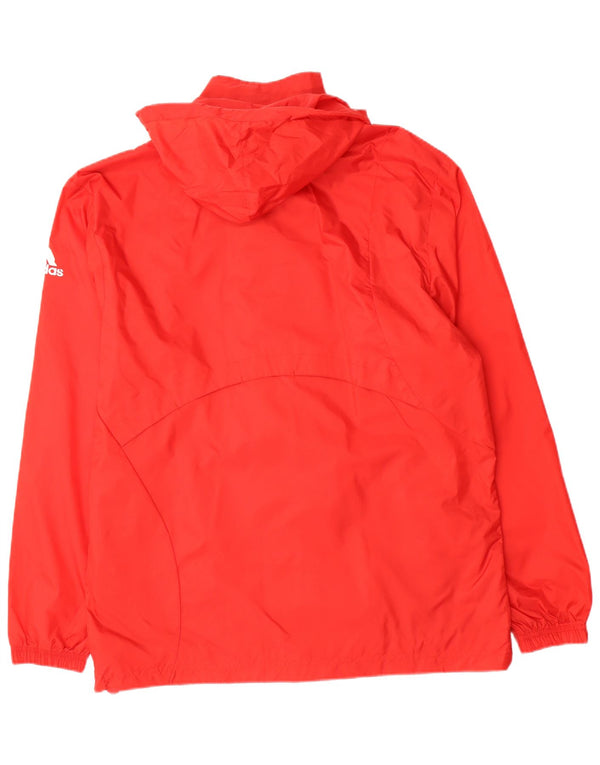 ADIDAS Chaqueta impermeable con capucha gráfica para hombre UK 40 Large Red Nylon
