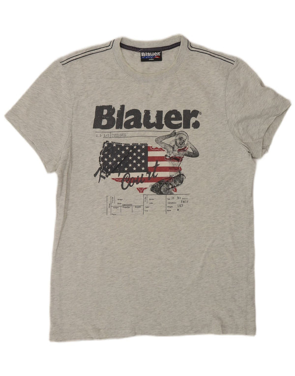 Blauer Hombre Camiseta Gráfica Top Algodón Gris Medio