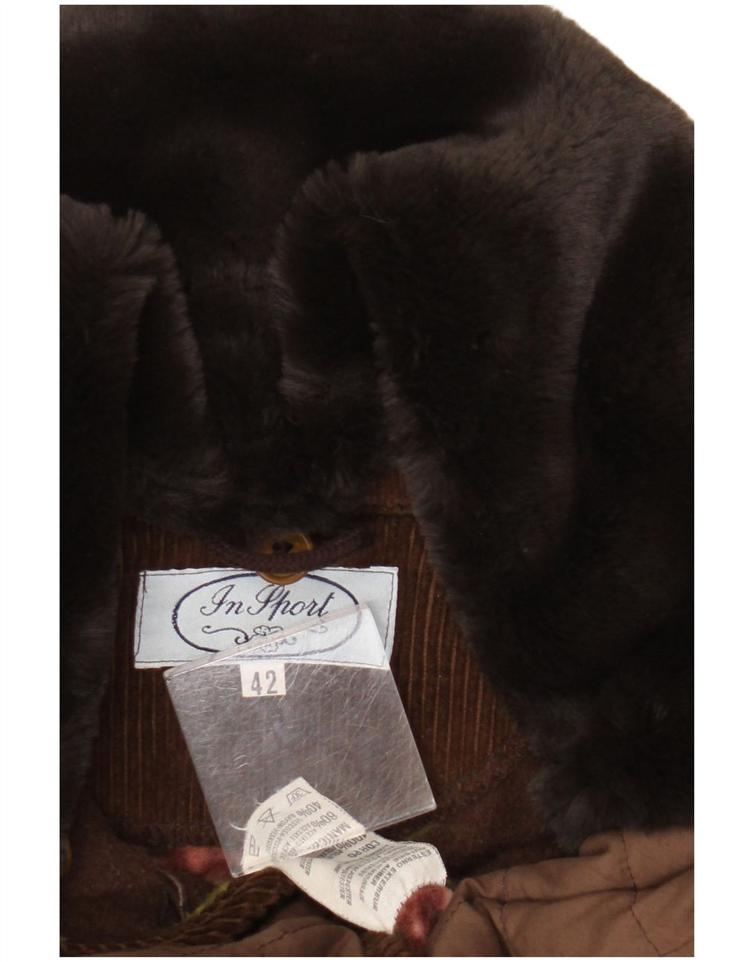 Chaqueta acolchada vintage para mujer IT 42 Poliéster marrón medio