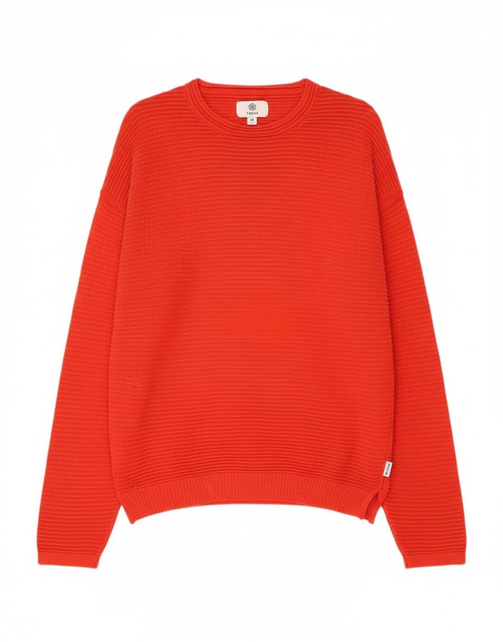 Tog 24 Jersey de mujer con cuello redondo y cuello redondo, talla 40, talla pequeña, color rojo