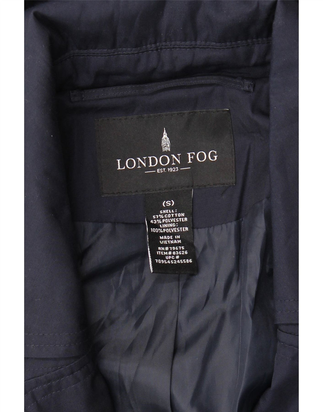 LONDON FOG Gabardina con capucha para mujer UK 10 Small Azul marino Algodón