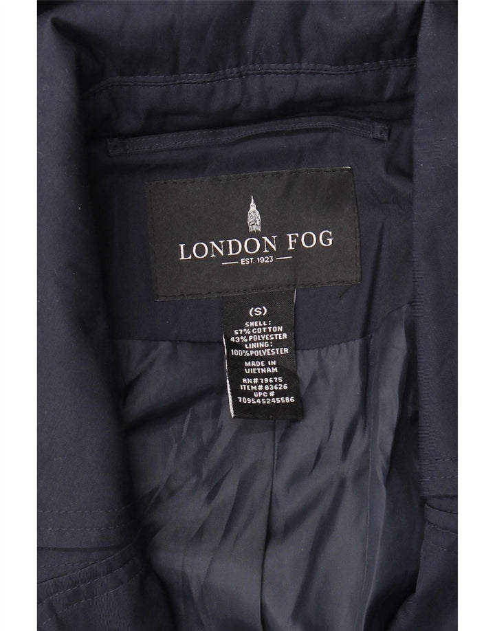 LONDON FOG Gabardina con capucha para mujer UK 10 Small Azul marino Algodón