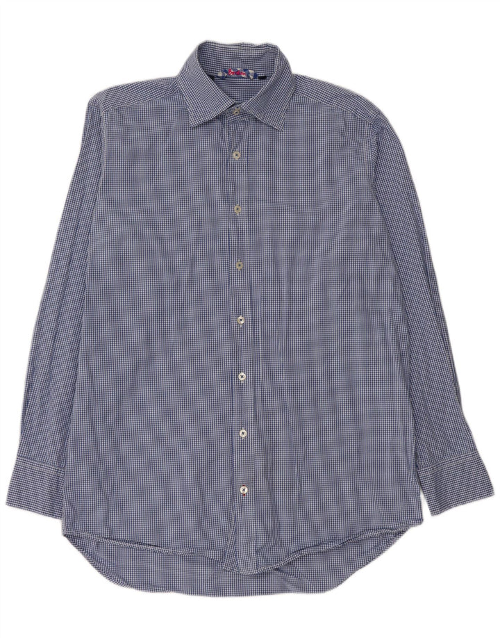 Camisa de hombre Boden de algodón a cuadros en azul medio