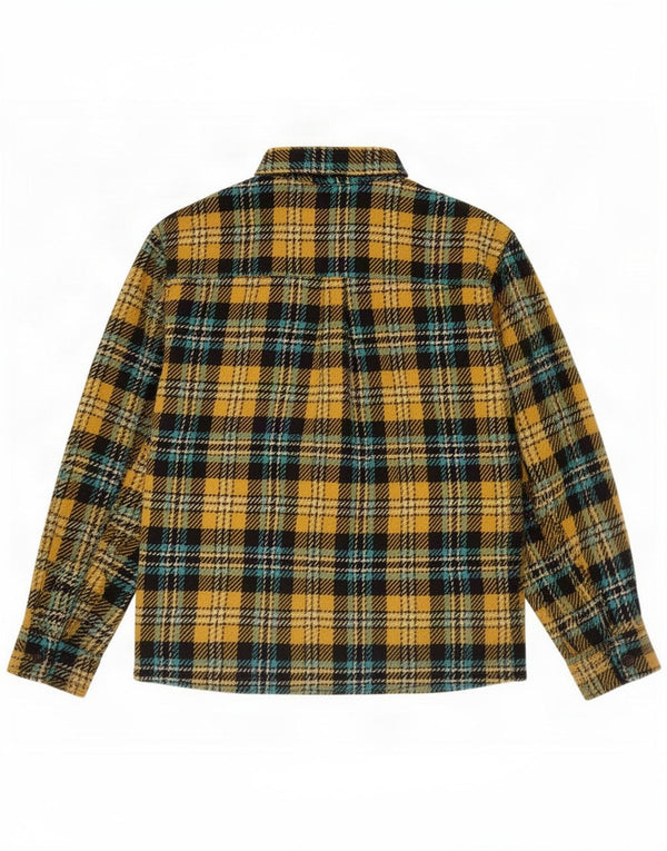 Zara Hombre Camisa Franela XL Algodón Cuadros Amarillos