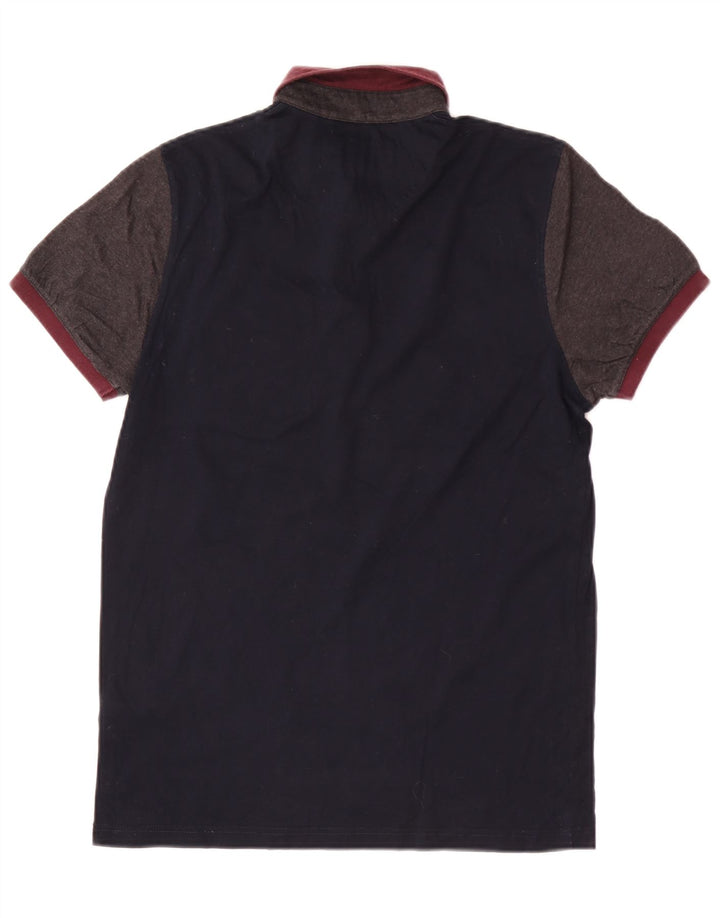 Ted Baker Polo para hombre talla 2 pequeño algodón azul marino con bloques de color