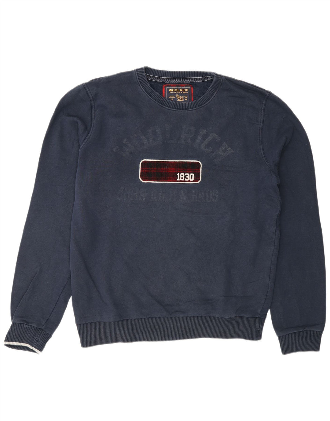 Woolrich Hombre Sudadera Gráfica Jumper Large Azul Marino Algodón