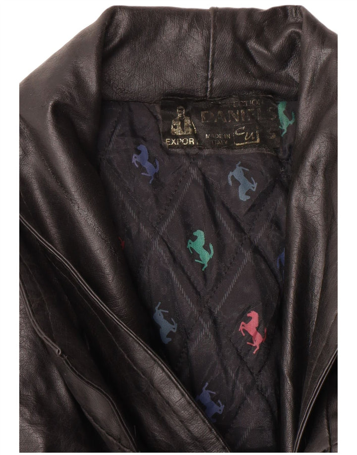 VINTAGE Chaqueta de cuero para hombre Reino Unido 36 Pequeño Negro
