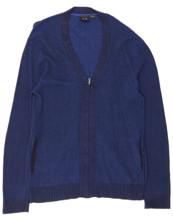 Armani Exchange Suéter con cuello y cremallera completa para hombre XL Rayón azul marino