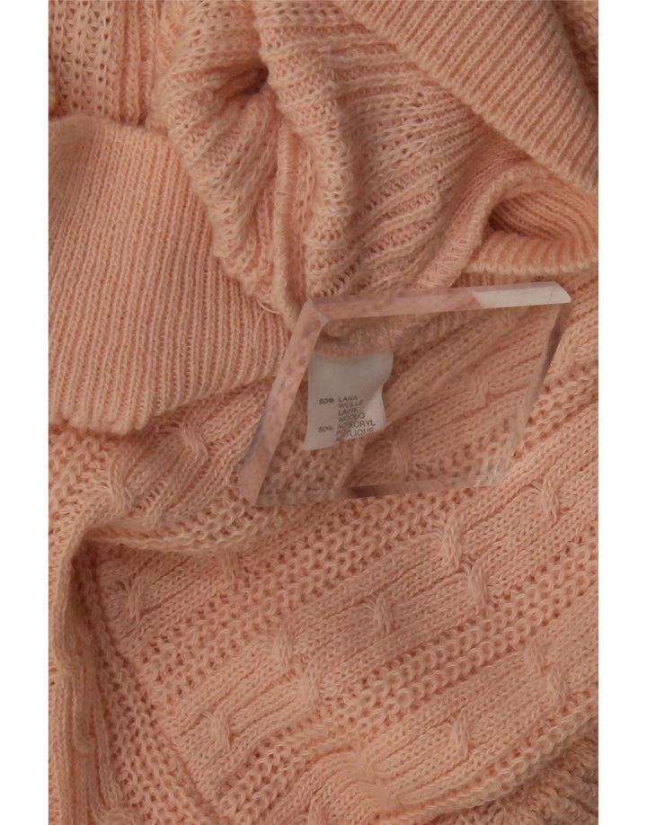 VINTAGE Mujer Cuello Tortuga Jersey Suéter Reino Unido 12 Lana Rosa Mediana