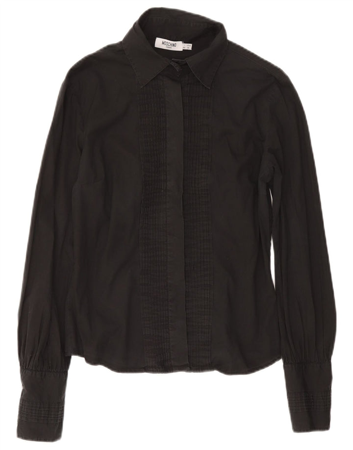 Camisa Moschino Mujer Con Volantes En La Parte Delantera IT 46 Algodón Gris Grande