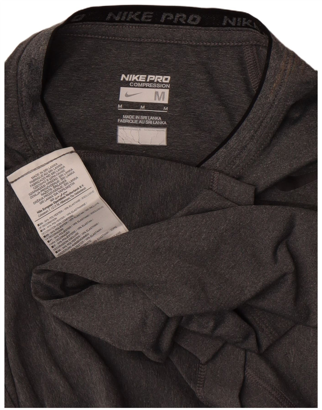 Nike Camiseta De Compresión Para Hombre Manga Larga Poliéster Moteado Gris Medio