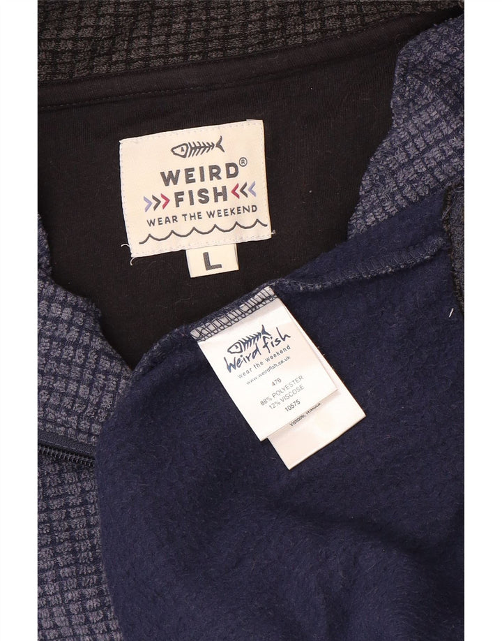 Weird Fish Hombre Jersey De Forro Polar Con Cremallera En El Cuello Grande Azul Colorblock Poliéster