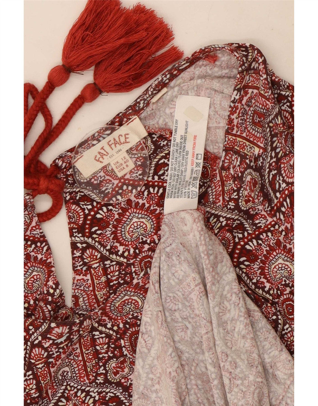 Top tipo túnica para mujer de Fat Face UK 40 Viscosa floral roja mediana