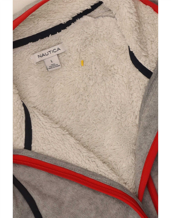 Nautica Chaqueta polar para mujer UK 40 Poliéster a rayas grises grandes