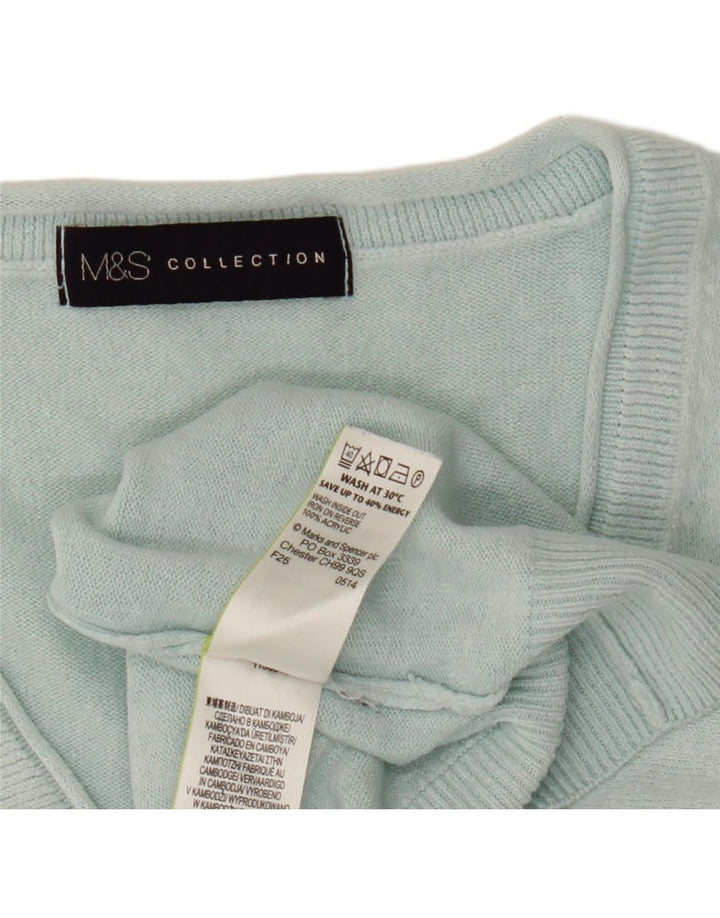 Marks & Spencer Suéter con Cuello en V para Mujer UK 40 Acrílico Azul Medio