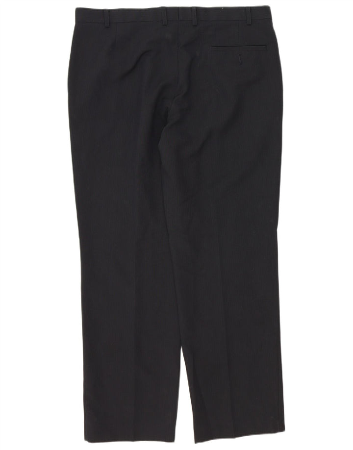 Marks & Spencer Pantalón de traje recto para hombre W38 L31 Poliéster azul marino
