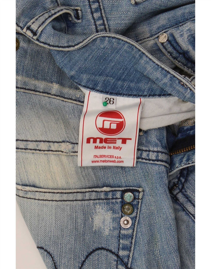 Vaqueros ajustados para mujer MET W26 L30 Algodón moteado azul