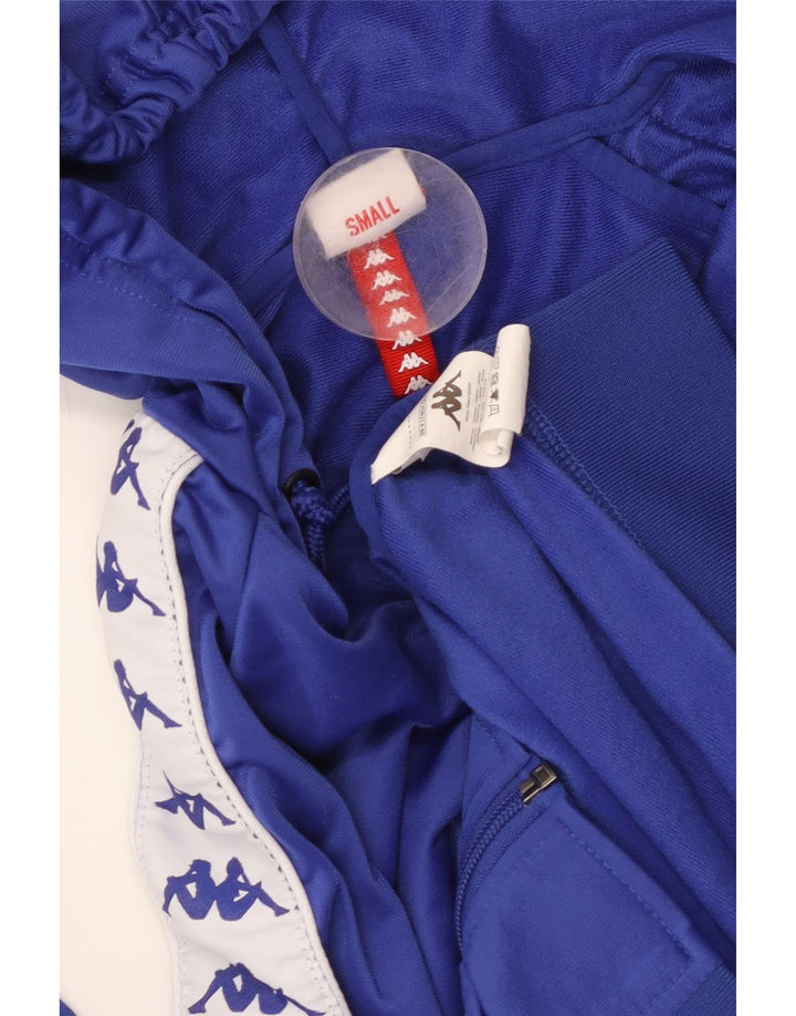 KAPPA Suéter con capucha y cremallera gráfica para mujer UK 10 Small Blue Colourblock
