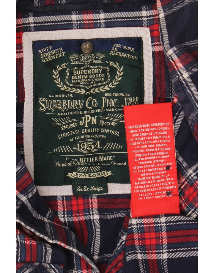 Superdry Camisa De Franela Para Hombre 2XL Algodón A Cuadros Azul Marino