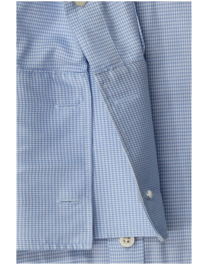 Moss 1851 Camisa formal ajustada para hombre Talla 38 15 Pata de gallo azul medio