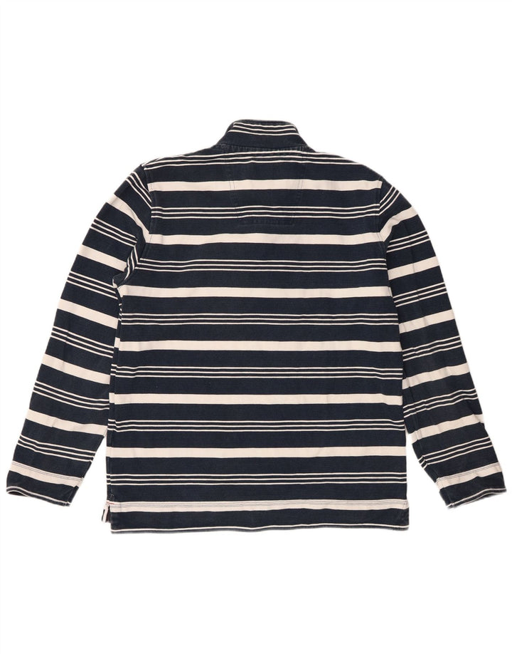 Crew Clothing - Sudadera con cuello y cremallera para hombre, color azul marino, a rayas