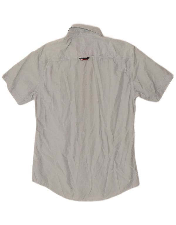 Tommy Hilfiger Camisa de manga corta para hombre Small Blue Cotton