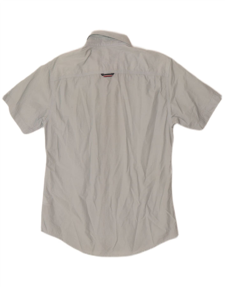 Tommy Hilfiger Camisa de manga corta para hombre Small Blue Cotton