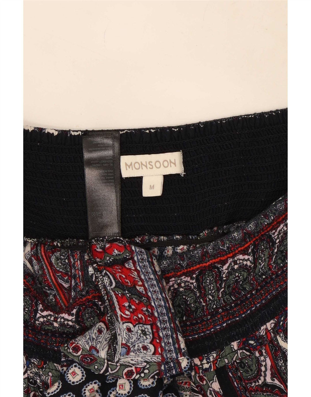 Monsoon Falda Gitana Mediana W30 Viscosa Patchwork Multicolor