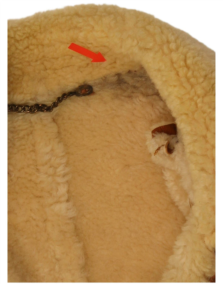 Vintage Hombres Shearling Chaqueta Reino Unido 42 XL Marrón