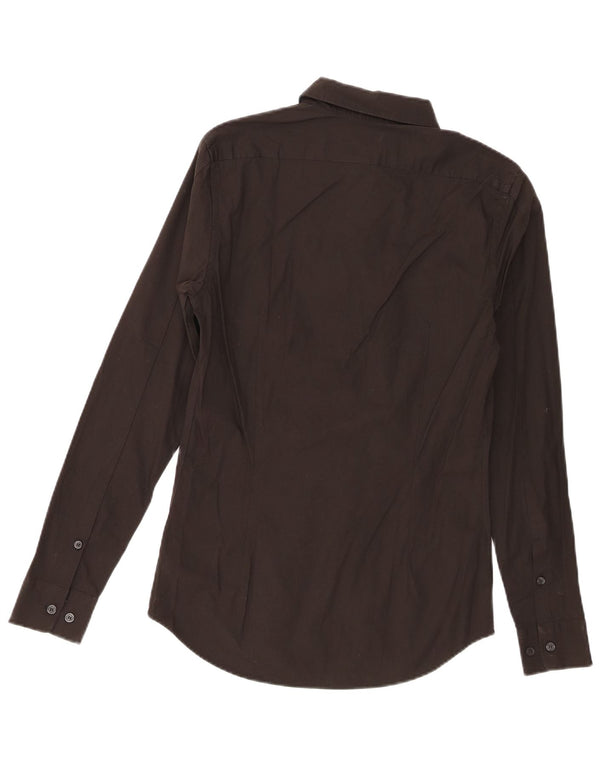 Calvin Klein Jeans Camisa extra slim fit para hombre, talla pequeña, algodón negro