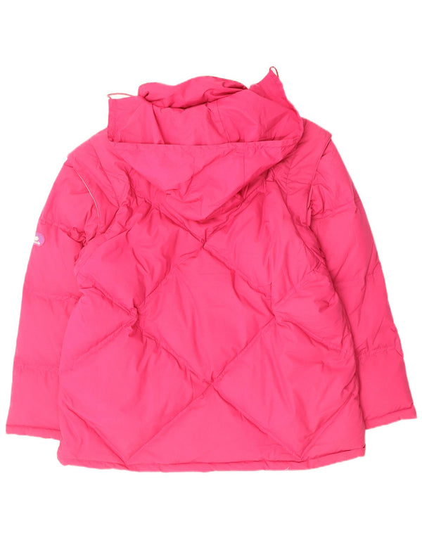 Diadora Chaqueta acolchada reversible con capucha para hombre, talla 40, poliéster rosa grande