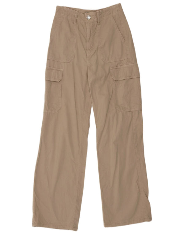 Zara Mujer Pantalones Cargo De Pierna Ancha Y Cintura Alta EU 32 2XS W22 L29 Beige