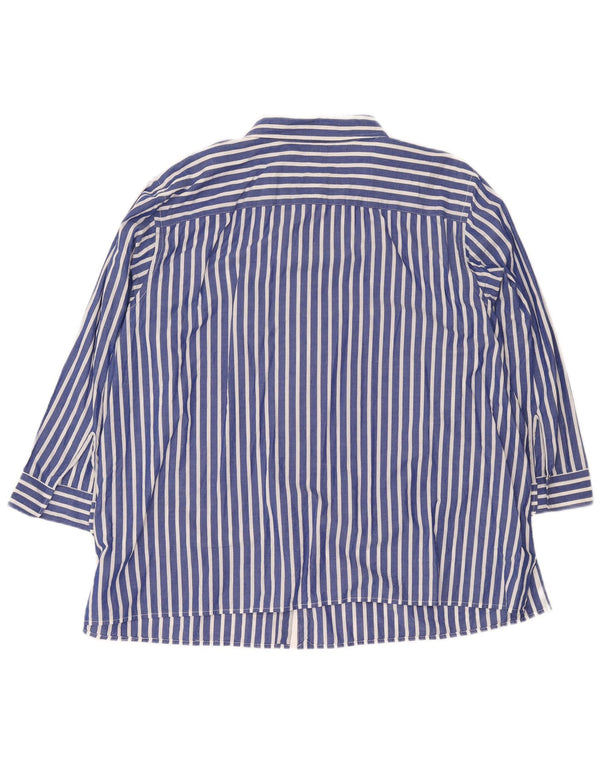 Chaps Camisa de manga 3/4 para mujer UK 22 3XL Algodón a rayas azules