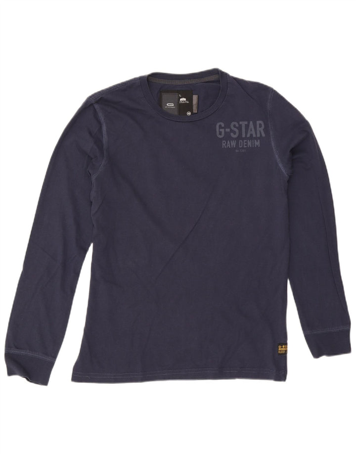 G-Star Hombre Gráfico Top Manga Larga Grande Azul Marino Algodón