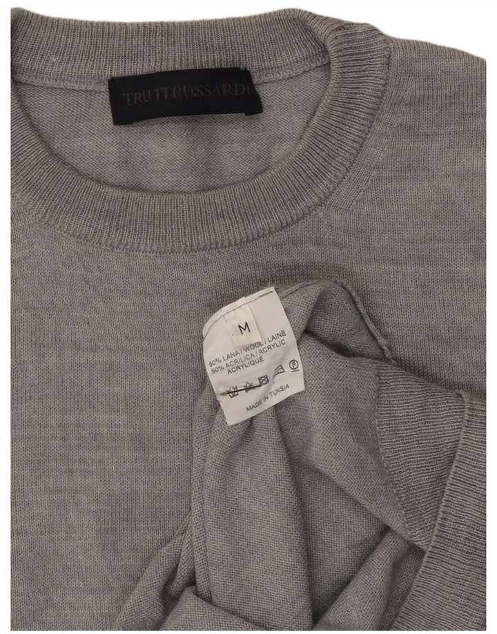 Jersey Trussardi Hombre Con Cuello Redondo De Lana Gris Medio