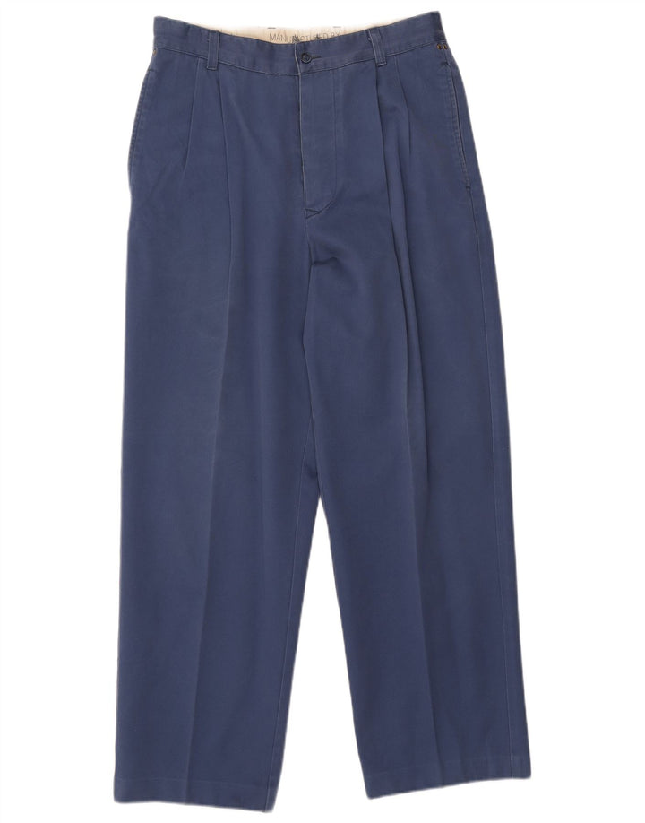 AVIREX Pantalón chino con pinzas para hombre W32 L29 Algodón azul