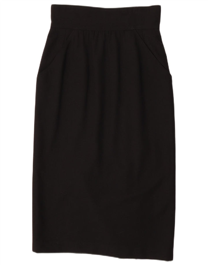 Fendi Falda Midi De Cintura Alta Para Mujer IT 44 Mediana W28 Lana Negra