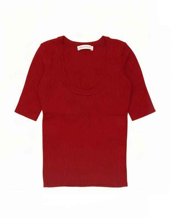 Zara Mujer Blusa Top UK 8 Small Borgoña