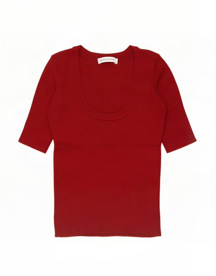 Zara Mujer Blusa Top UK 8 Small Borgoña