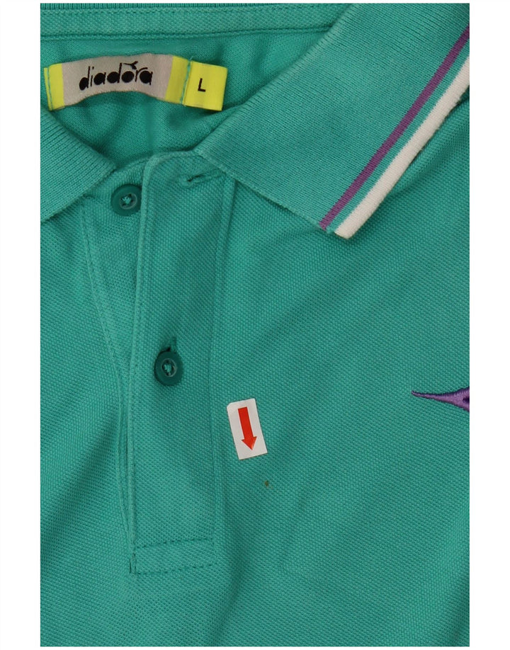Diadora Polo Hombre Grande Turquesa Algodón