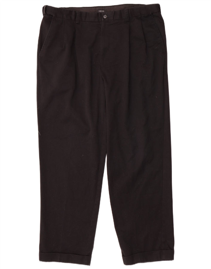 Pantalón chino con pinzas Izod para hombre W38 L31 Poliéster negro