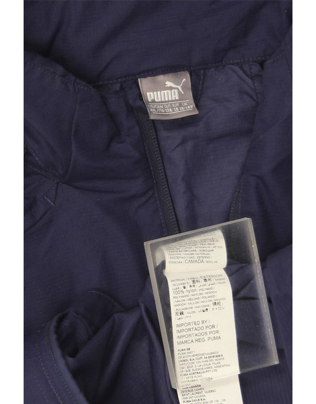 Chaqueta impermeable con capucha para niño Puma 15-16 años Nylon azul marino