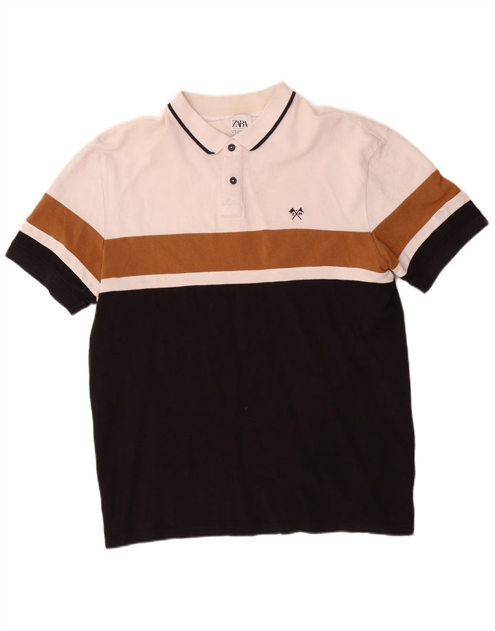 Zara Hombre Polo XL Blanco Colorblock