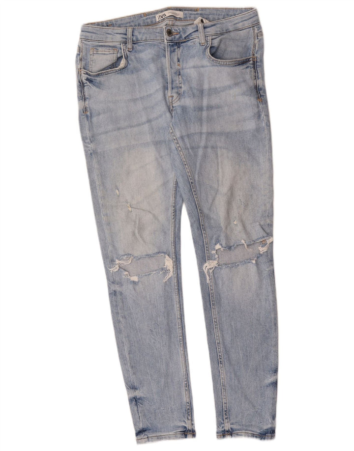 Zara Jeans ajustados desgastados para hombre EU 40 Medium W31 L30 Algodón azul