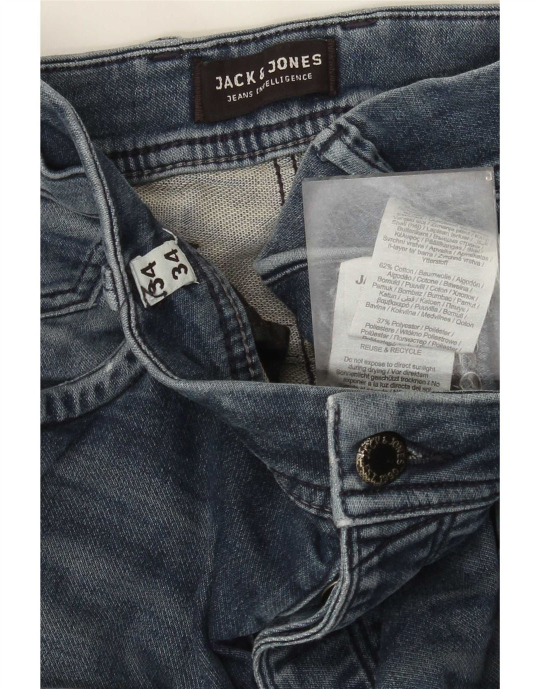 Jack & Jones Hombre Slim Jeans W34 L34 Algodón Azul