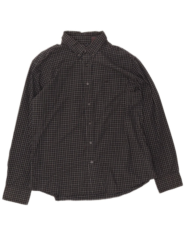 DOCKERS Camisa Hombre XL Algodón Cuadros Negro