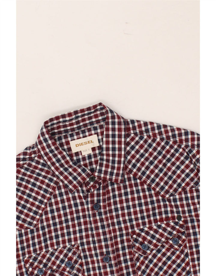 DIESEL Mens Shirt Small Burgundy Check Cotton Vintage Diesel and Second-Hand Diesel from Messina Hembry 