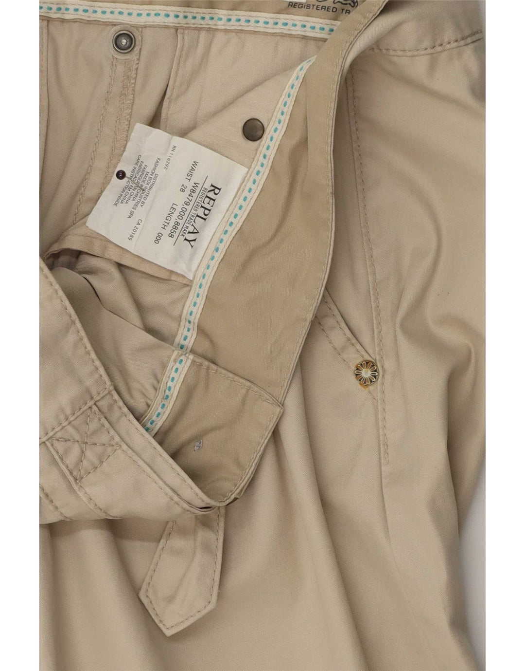 Pantalones cortos chinos Replay W28 de algodón beige medio para mujer