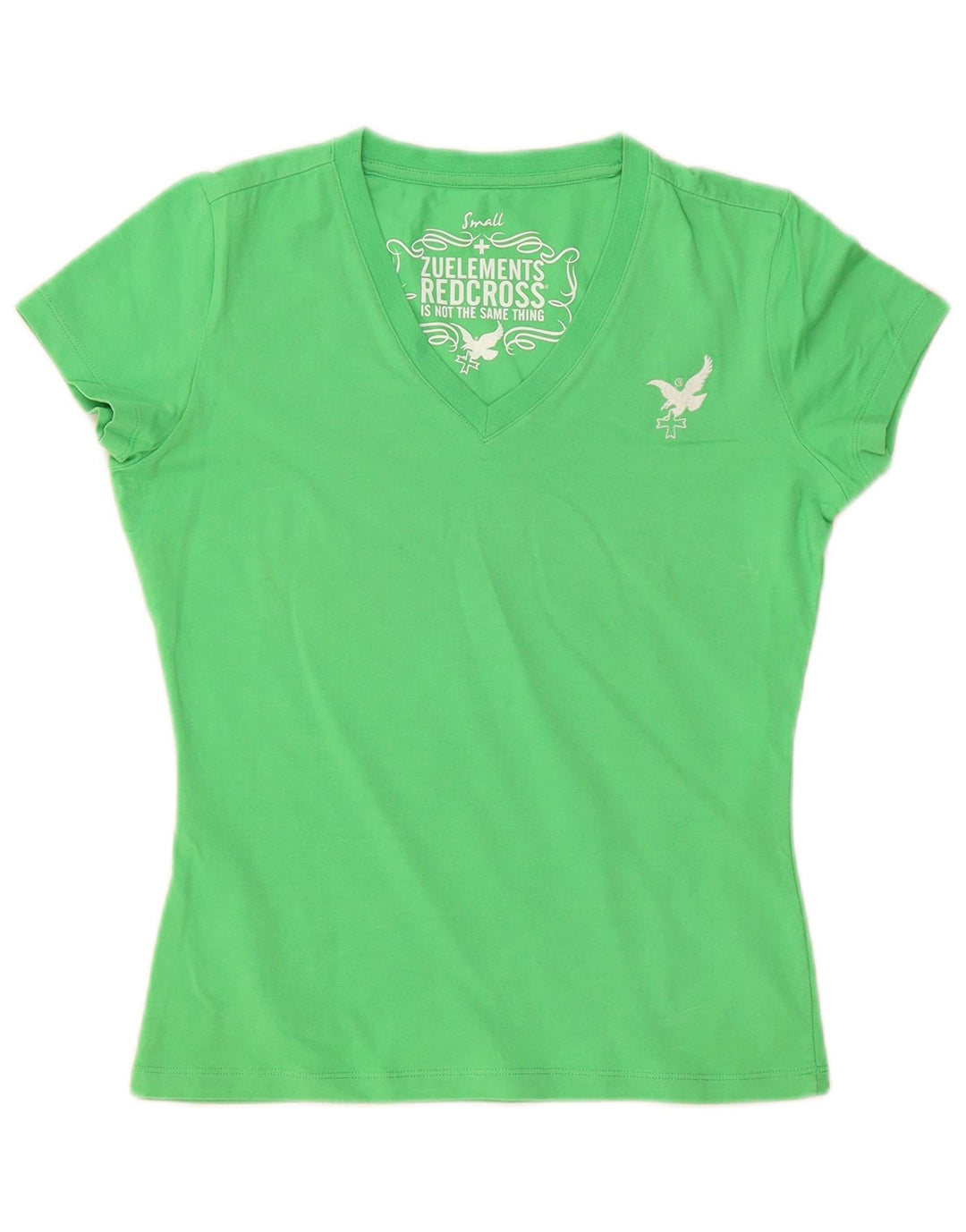 Zu Elements Camiseta gráfica para mujer Top UK 10 Small Green Cotton