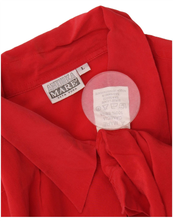 Blusa camisera para mujer Andrea Mare UK 46 Large Seda roja